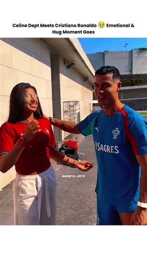 Celine Dept Meets Cristiano Ronaldo ❤️ Emotional Kiss & Hug Moment Goes Viral ! 🤯⚽ #Shorts