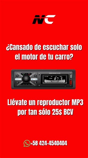 NEKOCAR | SONIDO Y ACCESORIOS PARA CARROS on Instagram: "Reproductor MP3 Bluetooth: Bueno, Bonito y Barato. ✅ Déjate de complicaciones. Tenemos lo que buscas: · BUENO: Calidad de sonido y Bluetooth estable para escuchar tu música sin cables. · BONITO: Diseño moderno y compacto, además super fácil de instalar · BARATO: Precio increíble ¡Consigue el tuyo y lleva tu música a todas partes! 0424-4540404 📱 #Valencia #Caracas #Coro #SanCristobal #venezuela🇻🇪"