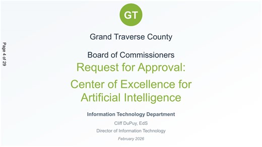 Grand Traverse County IT Department proposes framework to mitigate AI risks and encourage effective use