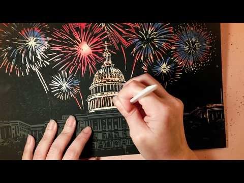 ✨🎆 scratch art asmr | capitol fireworks scene (no talking)