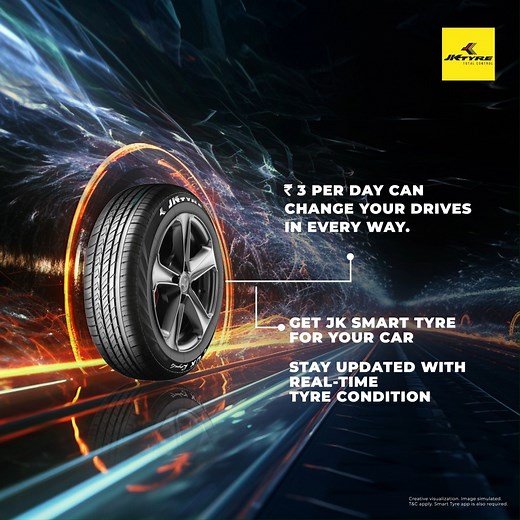 ₹ 3/day could completely transform the way your tyre operates. JK Smart Tyre technology keeps you updated with real-time tyre information about air pressure, temperature etc. so that you can enjoy your drives stress-free! #JKTyre #TotalControl #SmartTyre | JK Tyre