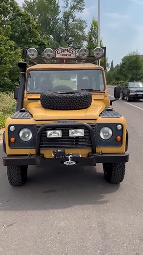 4.5K views · 35 reactions | Adventure starts where the pavement ends.  The 1997 Land Rover Defender 90 is built for exploration, with legendary 4x4 capability, rugged styling, and a go-anywhere attitude. Whether you're tackling rocky trails or cruising the city streets, this Defender is ready for anything.  Available Now bit.ly/3QGOLwj | Hemmings | Facebook