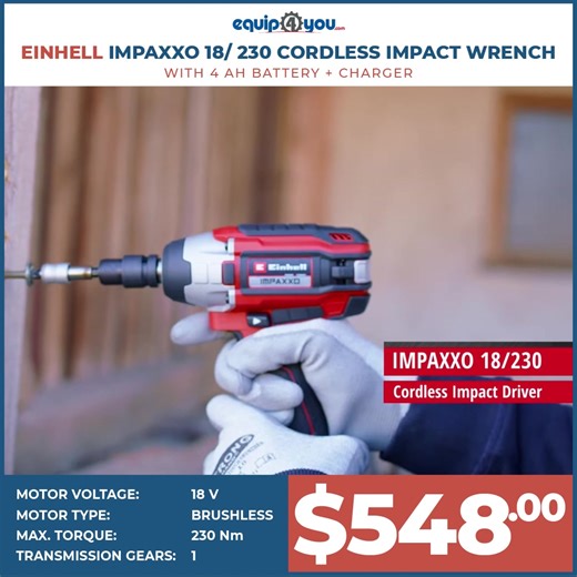 The Einhell IMPAXXO 18/230 Cordless Impact Wrench is the perfect addition when it comes to care and maintenance of your domestic vehicle fleet. Instead of investing a great deal of time and energy in changing tyres, this practical helper loosens nuts in no time at all. #Equip4You #Einhell #impactwrench #cordlessimpactwrench #powerxchange | Equip4you