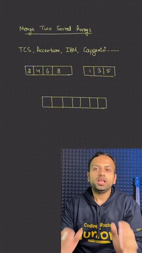 50K views · 883 reactions | Day 9/200 of making you pro coder  [leetcode, coding, question, coder, arrays, dsa, interview, tcs, capgemini, coding skills, two sorted arrays] #coding #learntocode #tcs #dsa #interview | Coding Blocks | Facebook
