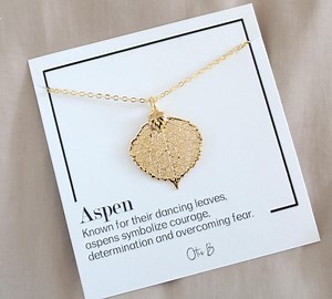 Real Gold Aspen Leaf Necklace, Whimsical Bohemian Nature Themed Jewelry Gift for Fairy Core, Gift for Naturalist, Autumn Leaf Charm Gold - Etsy