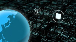 Digital communication icons over binary code and globe, representing global connectivity | Premium Stock Video Footage