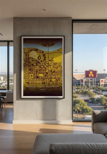 Arizona State University Campus Map Poster | Tempe Street Map | College Graduation Gift | ASU Alumni Gift | Minimalist Wall Art - Etsy