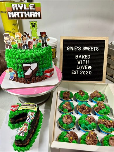 1.7K views | Minecraft-themed cakes #giniessweets #bakedwithlove #minecraft #customizedcake #cakedesign #cakedecorating | Ginie’s Sweets | Facebook