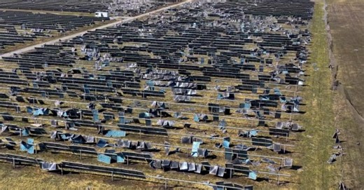 Drone Footage of Tornado Aftermath on an Indiana Solar Farm