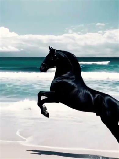 Majestic Black Stallion Gallops on the Beach! 🌊 Unforgettable Ocean Horse Ride