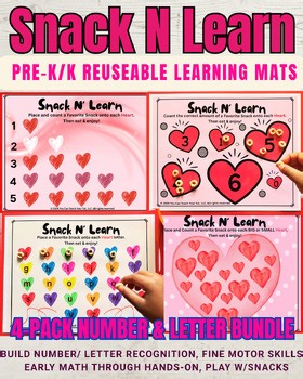 Valentine’s Day Math & Literacy Mat Bundle | Alphabet Size Counting Number Recog