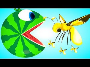 Pacman watermelon rolls meets a lighting bug firefly as he finds animal friends on surprise toy farm