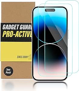 Gadget Guard Glass for iPhone 14 Pro Max Screen Protector [Pro-Active Shatterproof] Screen Protector 14 Pro Max Tempered Glass Full Coverage Protection, 2 Packs