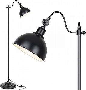 Mlambert Industrial Floor Lamp,63” LED Standing Lamp Modern with 11W A19 LED Bulb,Adjustable Head,Foot Switch,Metal Stand Light for Living Room