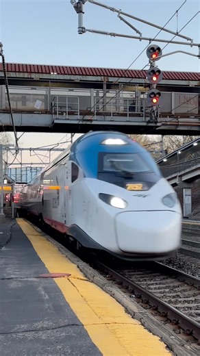 #train#amtrak#cool Amtrak Avelia Liberty hauls through Readville with a horn salute!