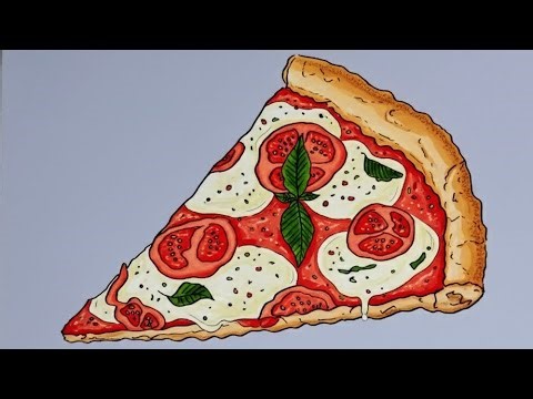 How to Draw Realistic Pizza Drawing tutorial with Melted Cheese
