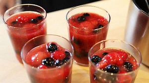 Berry pudding with cream (rødgrød med fløde)