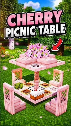 Minecraft: how to build a Cherry Blossoms Table in Survival | Picnic Table Tutorial #minecraft