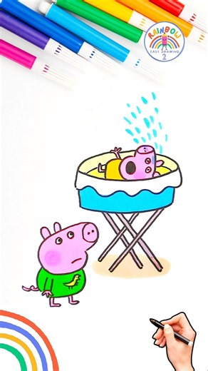 Peppa Pig George Drawing Tutorial | How to Draw Baby George Pig Drawing 🌈🐽 #peppapig #short #baby