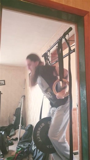 45lb weighted deep explosive gymnastic ring dips practice reps