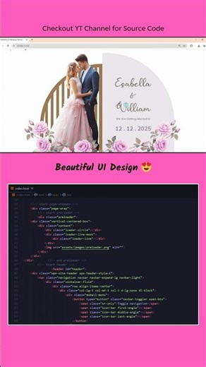 Clean Wedding Website Design 😍 | HTML CSS JavaScript #shorts