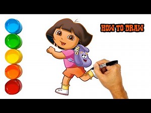 How to draw Dora and colour / dora drawing step by step / drawing for kids