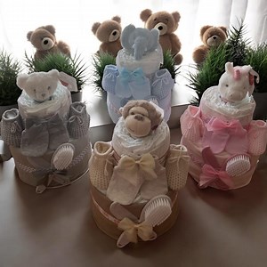 A Small Two Tier Nappy Cake. - Etsy UK