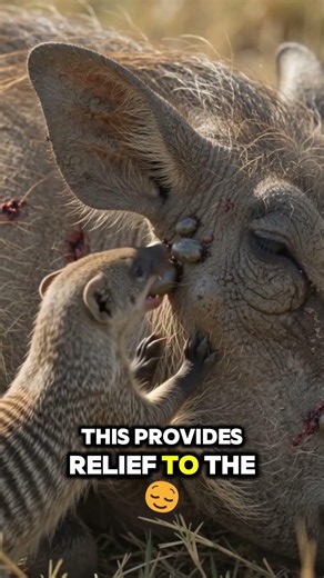 Mongoose Pulls HUGE Ticks From an Injured Warthog!