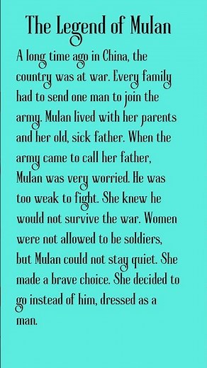 The legend of Mulan #english #easyenglisheveryday #englishlanguage #spokenenglish #englishgrammar