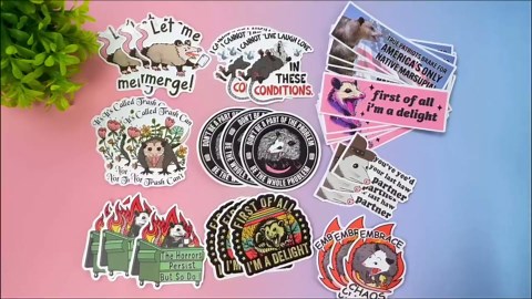 (12pcs) Possum Bumper Sticker - 5 inches - U.S. Flag True Patriots Brake for America's Only Native Marsupial Opossum Sticker, Funny Possum Opossum Stickers Decal for Car Truck Laptop Street Cats