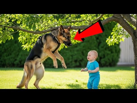 German Shepherd Hanging From a Tree Branch — What the Baby Did Next Will Shock You