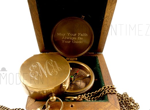Engraved Brass Compass: Personalized Baptism Gift - Etsy