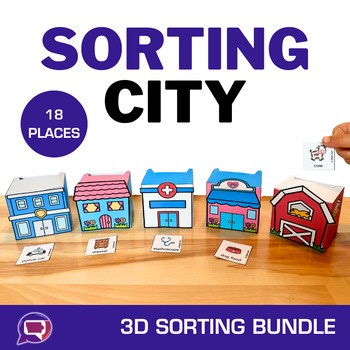 Category Sorting Activity for Speech Therapy Sort Objects into Groups Where City