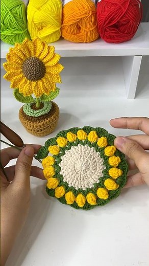 Easy Crochet Flower Coaster Tutorial for Beginners #handmade #crochetpattern #diycraft #moclentivi