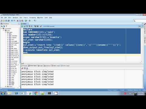 Oracle execute immediate dynamic sql insert with and without using bind argument Part 2