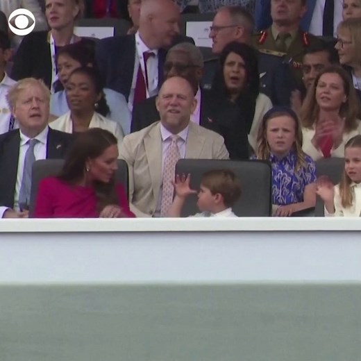 Prince Louis, the youngest son of Prince William and Catherine, the Duchess of Cambridge, threw a tantrum during an event Sunday concluding Queen Elizabeth's Platinum Jubilee celebrations. https://cbsn.ws/3x5SkSx | CBS News