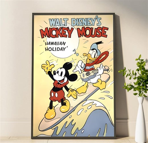 Vintage Mickey Mouse and Donald Duck Poster Hawaiian Holiday Artwork - Etsy