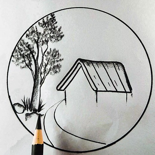 8.5K views · 168 reactions | Easy draw native house by Pencil Sketches #reelsviralシ#artist#artgallery#drawing#scenery#forest | Umme Neaha | Facebook