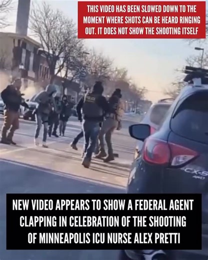 David Louie | A federal officer is seen clapping in the moment as one of his colleagues empties their clip and murdered ICU nurse, Alex Pretti. Another... | Instagram