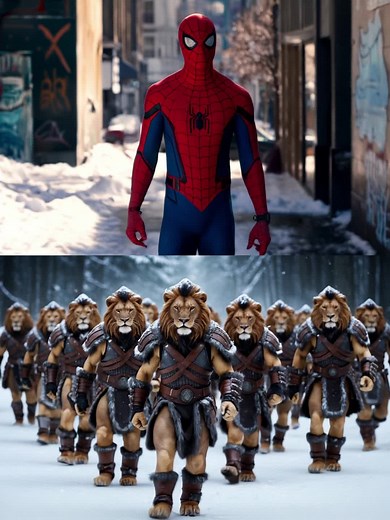 spiderman vs lion army (Venom, wonder woman) #spiderman #venom #wonderwoman