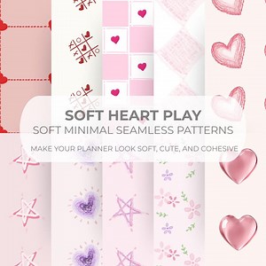 Pink Seamless Patterns: Heart & Floral Planner Backgrounds (digital Download) - Etsy