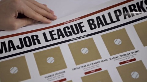 Divalis Major League Ballparks Scratch off Poster - Large Easy to Frame Baseball Parks Checklist - American National Baseball Stadium Map - Scratcher Included