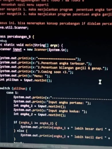 Java so fun✨. The material on the 6 Java programming languages has been completed, without looking at the examples. #trending #java #coding #smkbisasmkhebat #rekayasaperangkatlunak