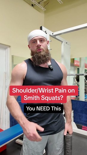 Reduce shoulder and wrist pain on smith machine squats with this awesome attachment: One of the biggest issues on smith squats squats/lunge for most people is the shoulder and wrist pain they get from trying to get into position to unrack bar and keep it unracked while doing the reps The TOP SQUAT by Dave Draper is a super cool attachment made to help with that issue! But hooking onto the bar, it provides handles in a more shoulder friendly position much like a safety bar, which helps not just r