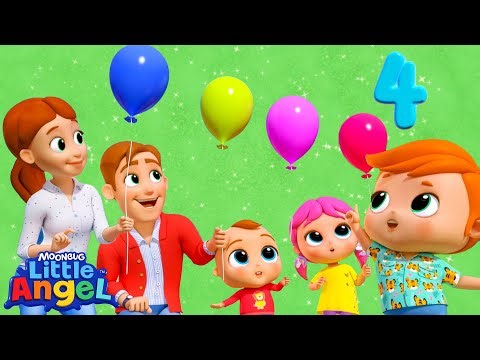 Birthday Number Song with Balloons 🎈 Little Angel Nursery Rhymes | 123 For Kids | Toddler Learning