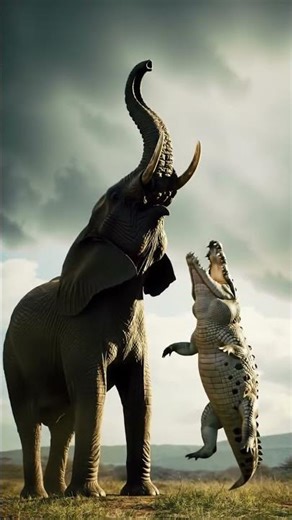 大象階層1（獅子，鱷魚） Elephant Tier 1 (Lion, Crocodile) 🐘🐊 #AnimalFight #wildlife #shorts