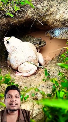 How a Brave Frog Faces a Snake Without Fear 🐸🐍🔥#animals #frog #snake