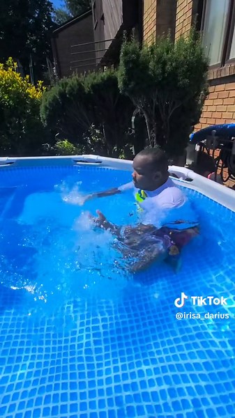Pool Time! Darius finally got in. #Autistic #Darius #swimming #stimming #myautismstar #summer #KingDarius