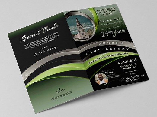 CORJL Church Anniversary Program Template | Pastor Appreciation Service | Editable | Lively Green Silver Black | 2 Sizes: 11x17 & 8.5x11 - Etsy