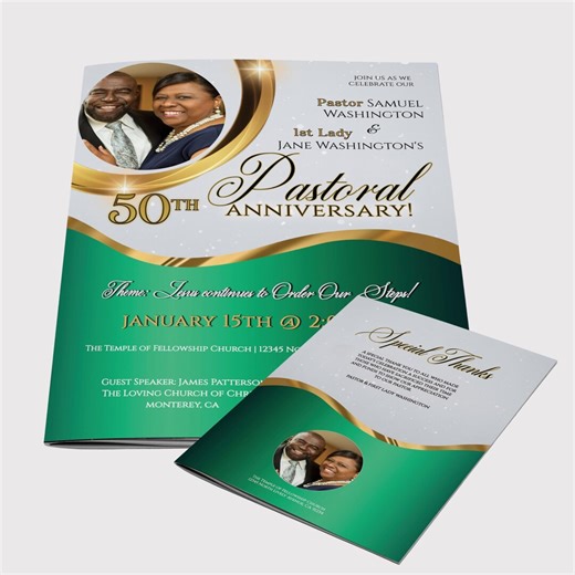 Emerald Green Church Anniversary Program Template (editable) - Etsy